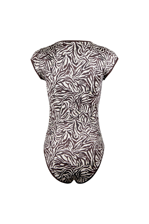 The Grace One Piece (Ivory Zebra/Ribbed Brown)
