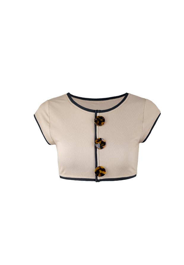 The Grace Top (Ribbed Taupe/Ribbed Black)