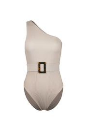 Celine One Shoulder One Piece (Ribbed Taupe)