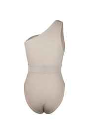 Celine One Shoulder One Piece (Ribbed Taupe)