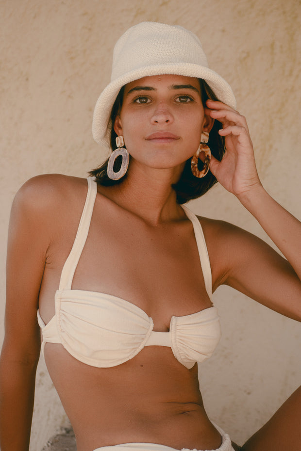Ruched Bra (Faux Suede Cream)