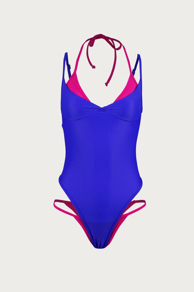 Double Layer One Piece (Cobalt Blue/Fuchsia)