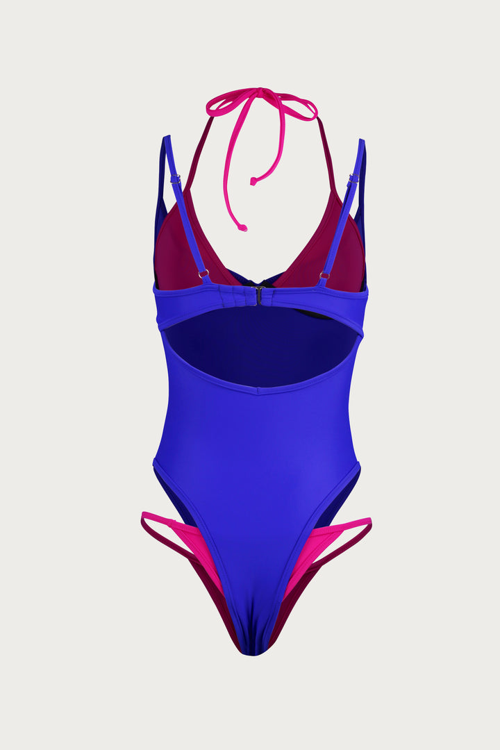 Double Layer One Piece (Cobalt Blue/Fuchsia)