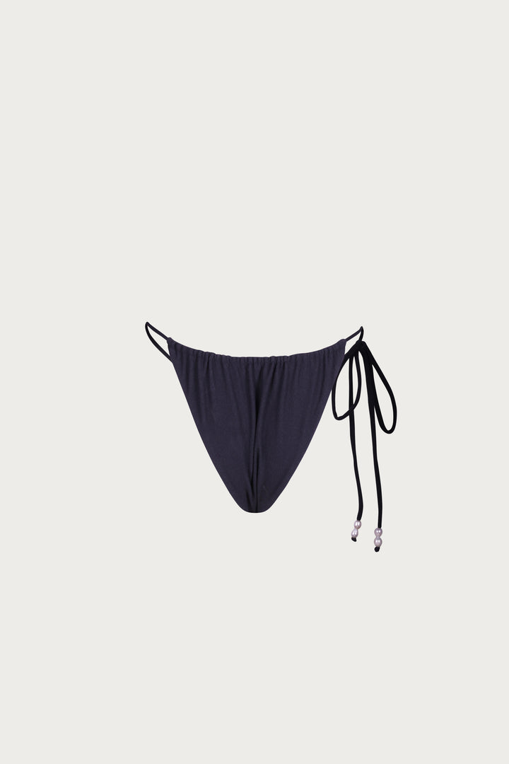 Beaded String Bottom (Faux Suede Black)