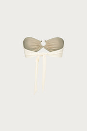 Pierced Bandeau Top (Faux Suede Cream)