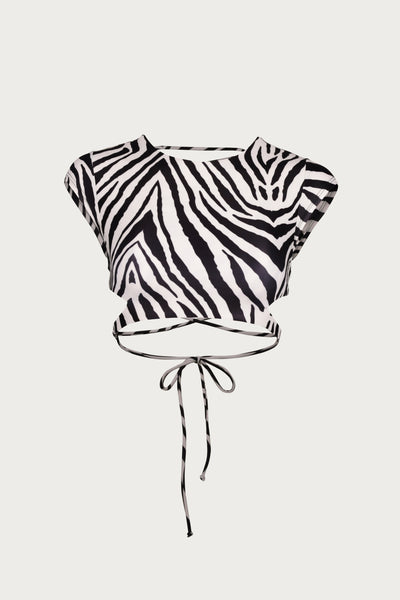 Lace Up Crop Top (Zebra)