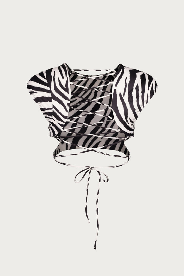 Lace Up Crop Top (Zebra)