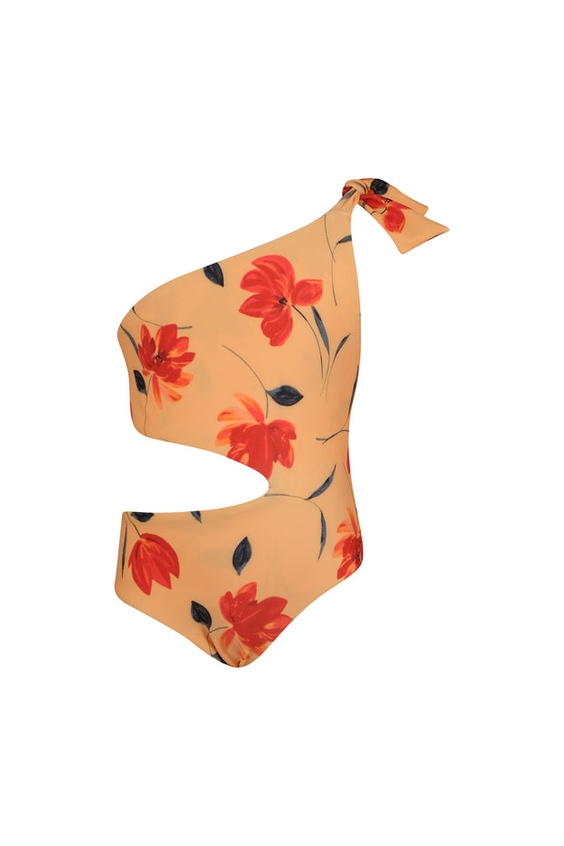 peekaboo one piece (peach rust floral)