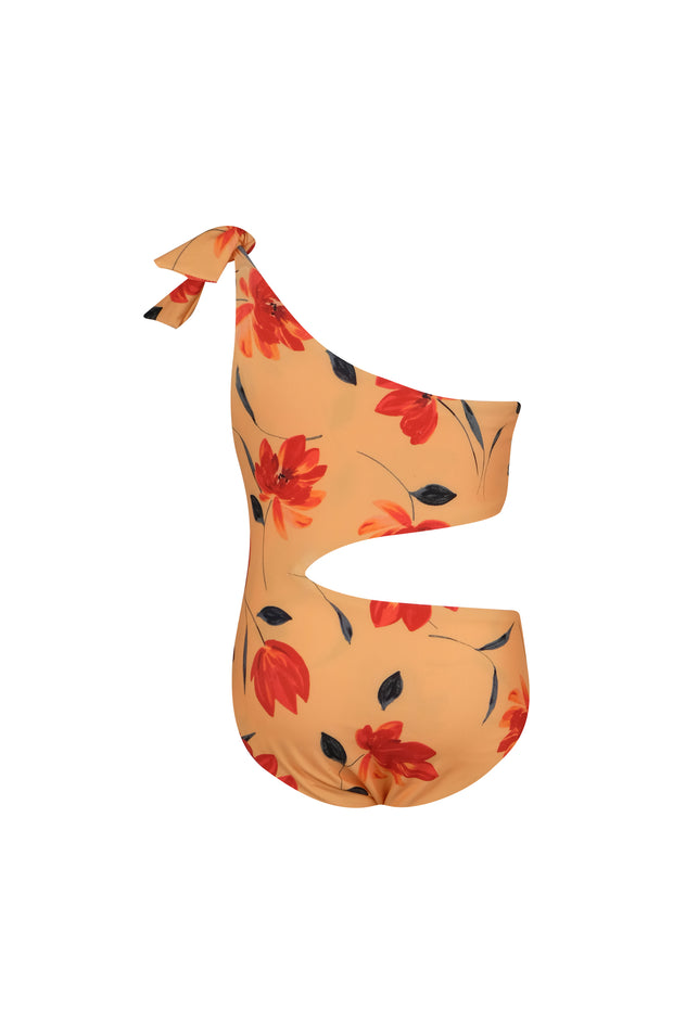 peekaboo one piece (peach rust floral)