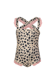 ruffle one piece (leopard/ribbed blush)