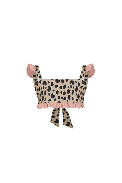 ruffle bandeau top (leopard/ribbed blush)