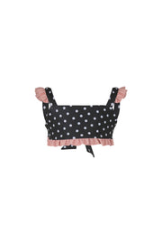 ruffle bandeau top (black white polka dot/ribbed blush)