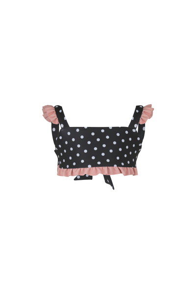 mini me top (black white polka dot/ribbed blush)