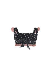 mini me top (black white polka dot/ribbed blush)