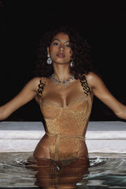 Gold Chain One Piece (Mocha Shimmer Lurex)