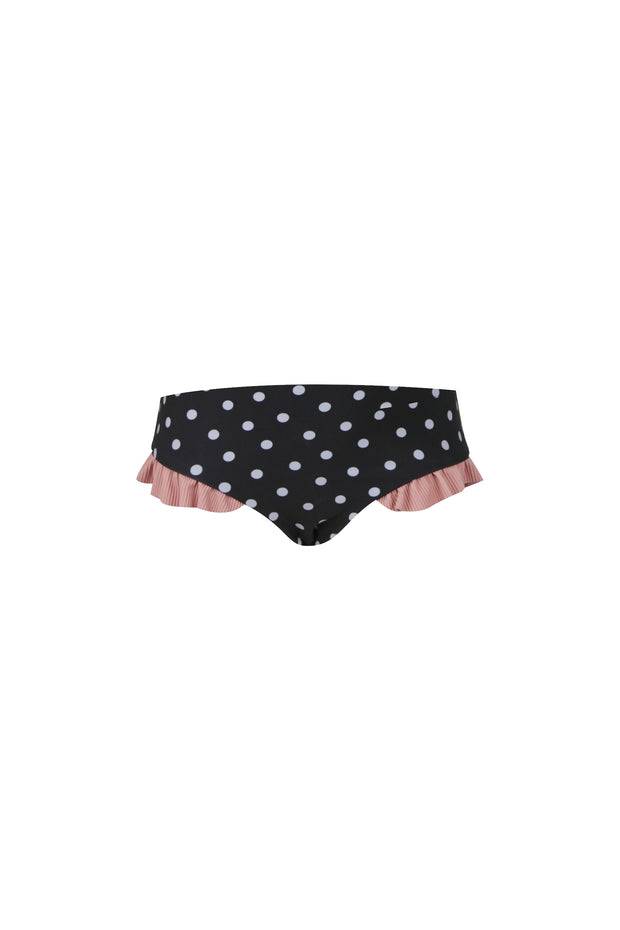 ruffle brief bottom (black white polka dot/ribbed blush)